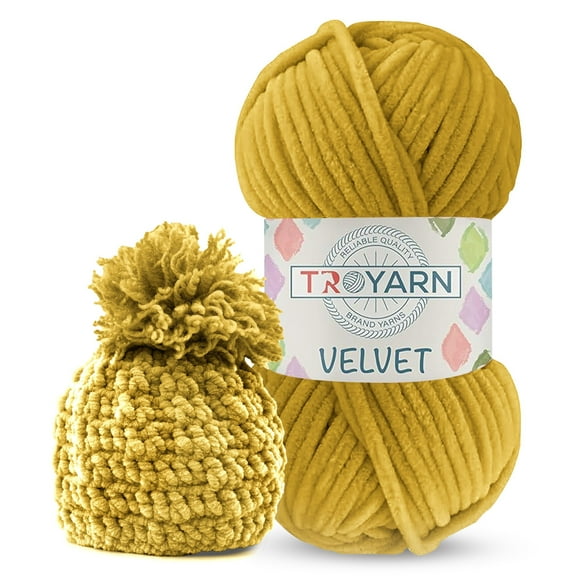 Velvet Yarn for Crocheting - Chenille Yarn, 100g (132 Yards) Amigurumi Yarn, Fluffy Yarn, Plush Yarn, Baby Blanket Yarn for Crocheting, Size 6