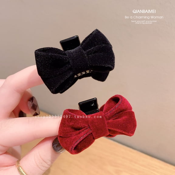 Velvet bow claw clip, versatile hair clip, side princess hair accessory, cute and sweet hair clip, autumn and winter hair accessory