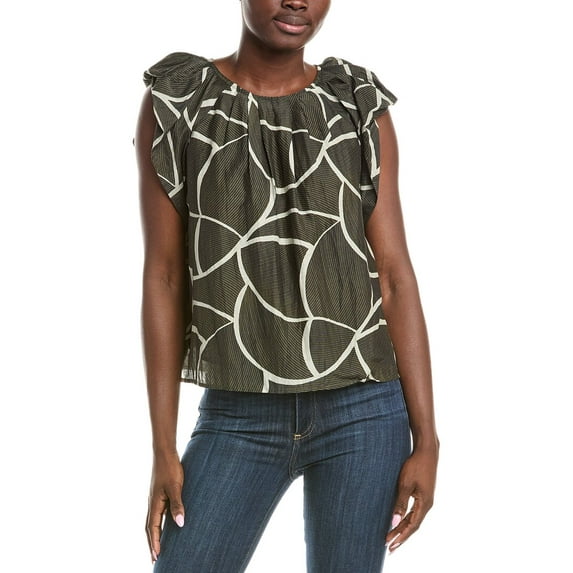 Velvet by Graham & Spencer womens Silk-Blend Top, s, Green
