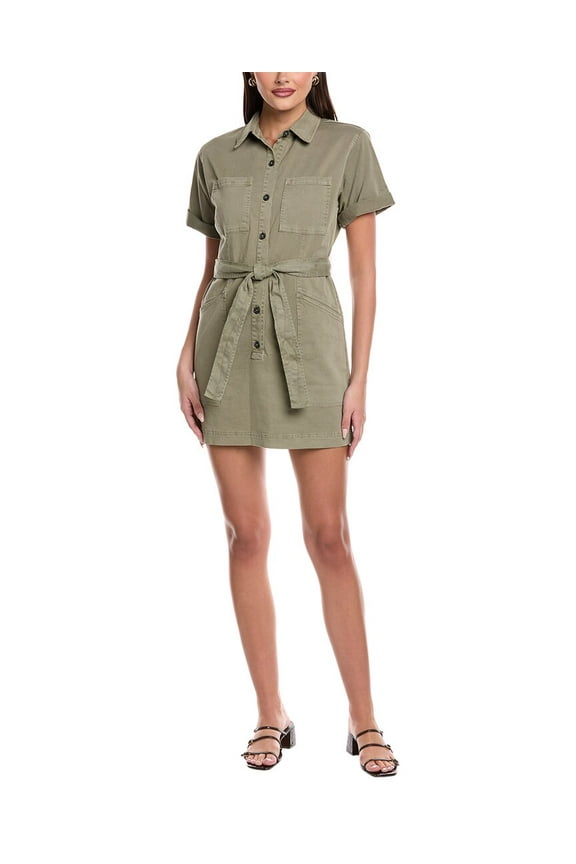 by Graham & Spencer womens Tie Waist Utility Shirtdress, l, Green