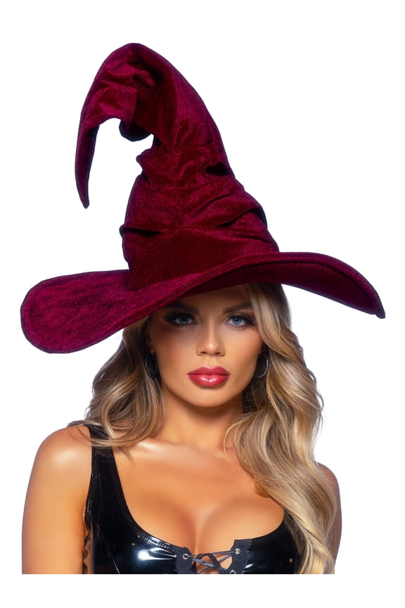 Velvet ruched witch hat. Adult Costume Accessory