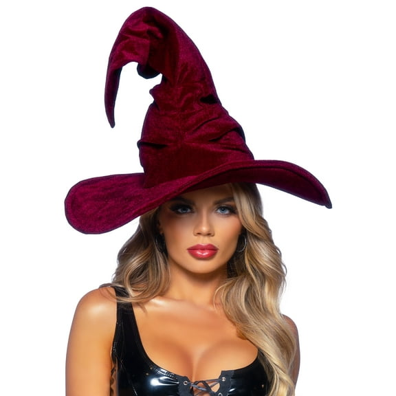 Velvet ruched witch hat. Adult Costume Accessory