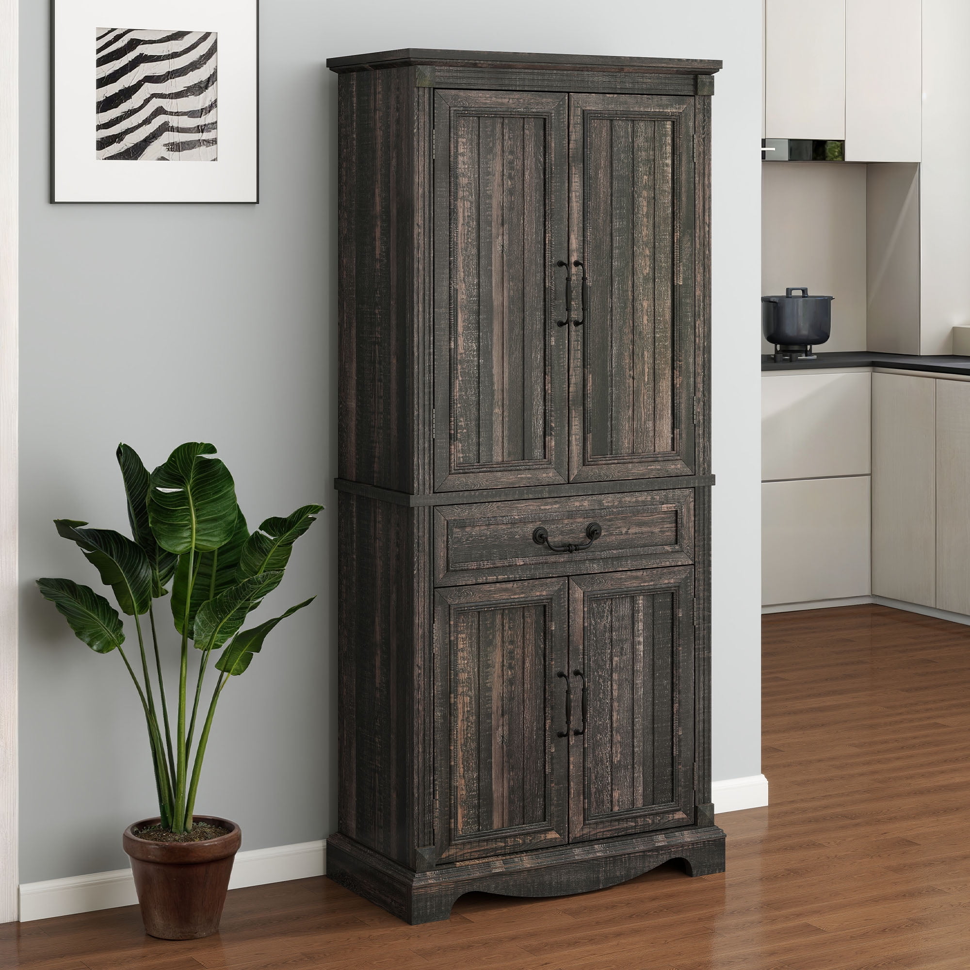 VelvetBlossom 71" Tall Kitchen Pantry Cabinet, Farmhouse Freestanding ...