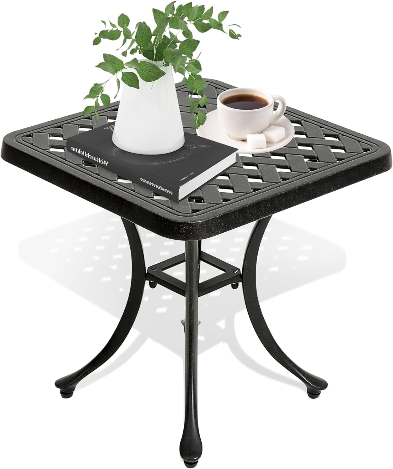 VelvetBlossom Outdoor Side Table, Patio End Tables Outside Cast ...