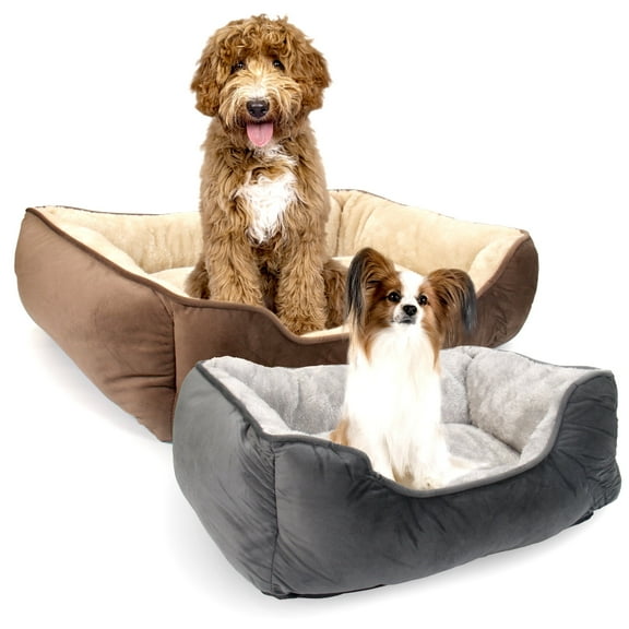 Velvety Pet Bed with sides, Ultimate Comfort Velvet, Supportive Cushioning Sides, Aniti-Slip Bottom (Large)