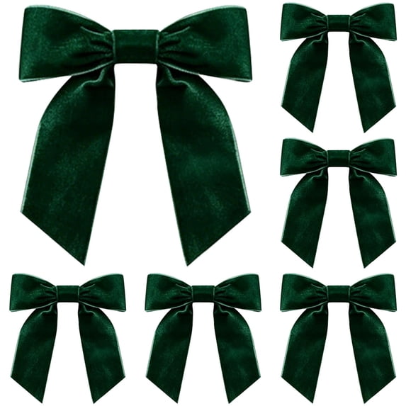 Velvety Pre-Tied Knot Bow Set of 5, Decorative Ribbon Bows for Wreath Christmas Tree Gift Wrap, Holiday DIY Wedding Party Home Decoration Accents, By Cosmug