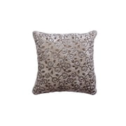 Velvety Soft Cushion Cover of Cream Velvet Color with Golden work