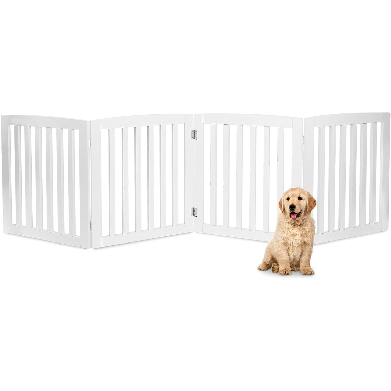 Velvexa 24Inch Freestanding Dog Doors Wooden Folding Pet Gate Indoor