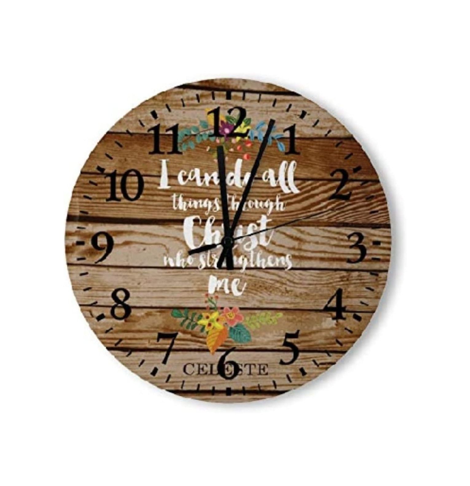 Velvexa Bible Verse Wall Clock Christian Wood Clock 10 Inch Silent Non