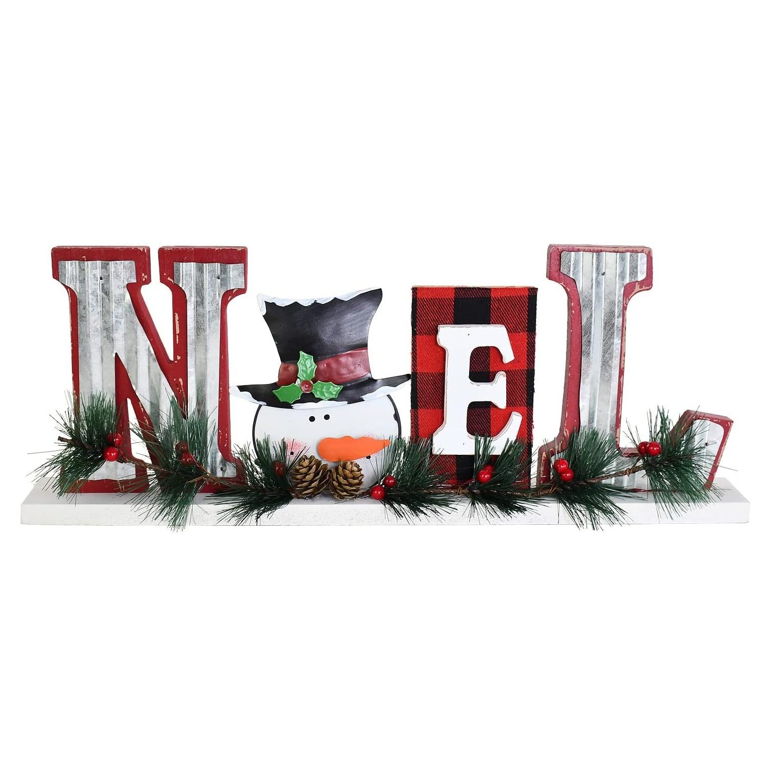 Velvexa Christmas Wooden Noel Sign Decor Snowman Table Sign Noel