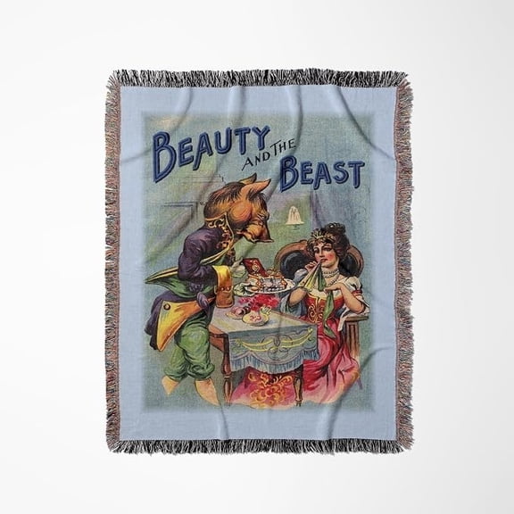 Velvoria 3dRose Antique Ad for Beauty n The Beast Woven Blanket, 80 x 60 in