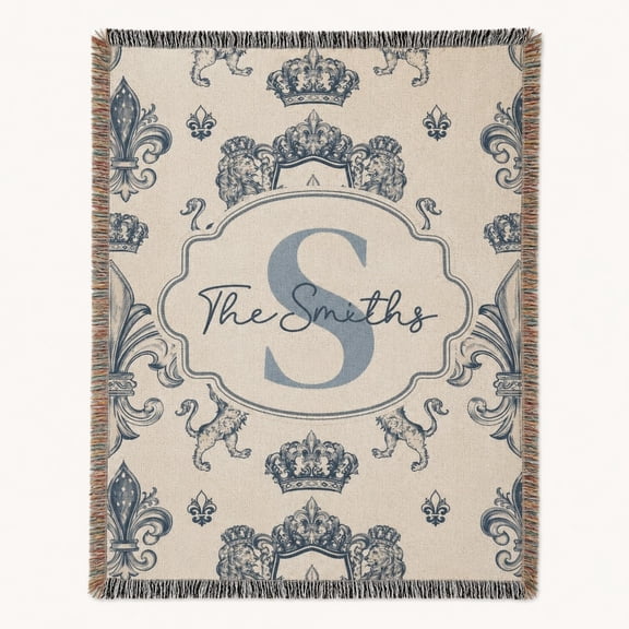 Velvoria Personalized Crest Monogram Woven Throws, 80 x 60 in