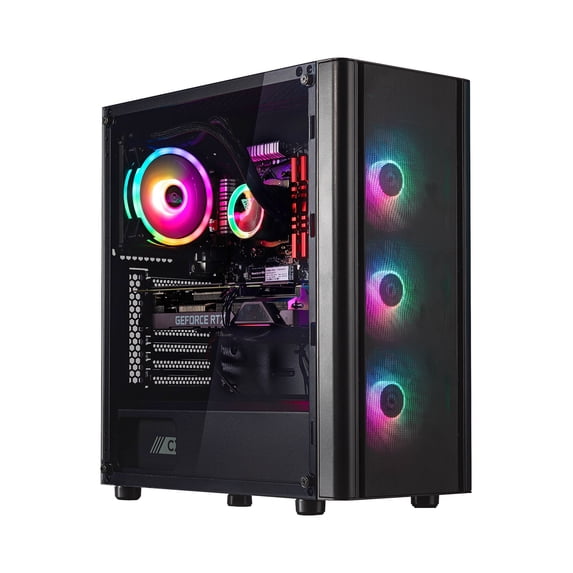 Velztorm Archux Gaming Desktop PC Black (AMD Ryzen 7-5700X 8-Core, 64GB RAM, 1TB PCIe SSD, Display Port, GeForce RTX 3050 8GB, 120mm AIO, RGB Fans, 750W PSU, Win 10 Home) VELZ0001