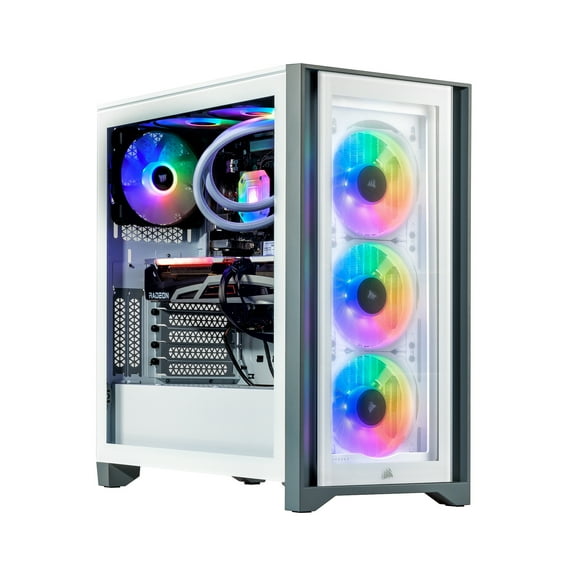 Velztorm Argentux Custom Built Gaming Desktop PC White (Intel i7-10700F 8-Core, 32GB RAM, 512GB PCIe SSD, Radeon RX 6600 XT, Wifi, Bluetooth, 1xUSB 3.2, 1xUSB 3.0, 1xHDMI, Win 10 Pro)