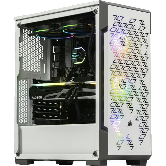 Velztorm Azcia Custom Built Gaming Desktop PC White (AMD Ryzen 7 - 5800X 8-Core, 32GB RAM, 8TB PCIe SSD, AMD Radeon 6600XT, Wifi, 2xUSB 3.1, 4xUSB 3.0, 1xHDMI, 1 Display Port (DP), Win 10 Pro)