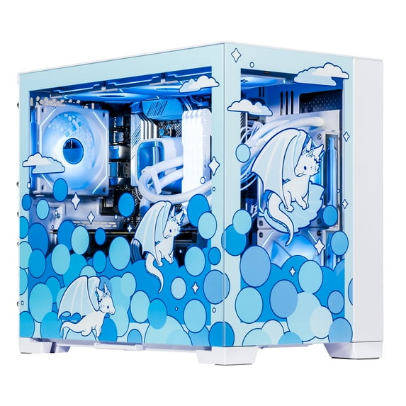 Velztorm Frosty Dragon Custom Built Gaming Custom DesktopAMD Ryzen 7 5700X 8-Core, 128GB RAM, 1TB PCIe SSD + 6TB HDD, GeForce RTX 4060 Ti, Wifi, Bluetooth, HDMI, Win 10 Home