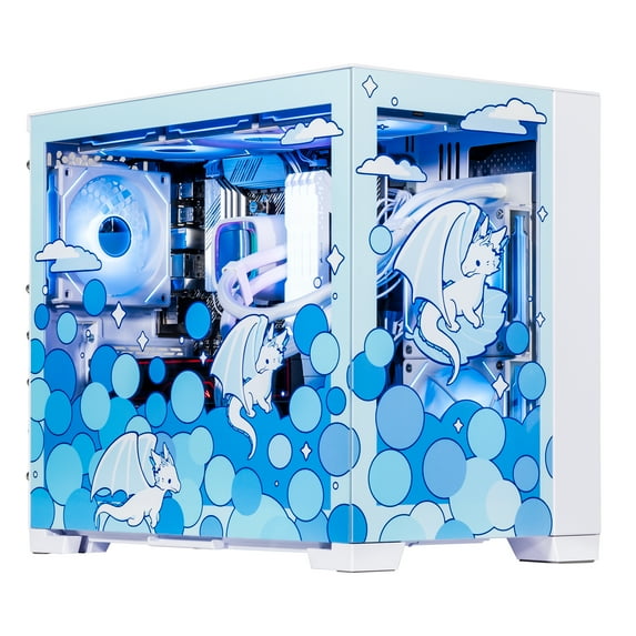 Velztorm Frosty Dragon Custom Built Gaming Custom DesktopAMD Ryzen 7 5700X 8-Core, 128GB RAM, 2TB PCIe SSD + 6TB HDD, Radeon RX 6800 XT, Wifi, Bluetooth, HDMI, USB 3.2, USB 3.1, Win 10 Pro
