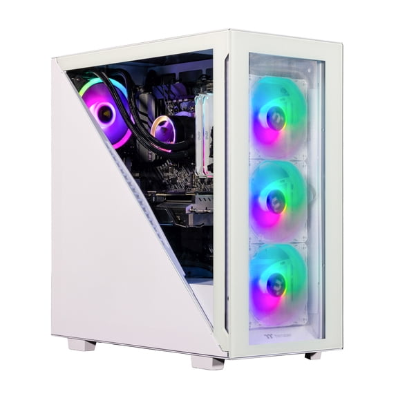 Velztorm Gladio Custom Built Gaming Desktop PC White (AMD Ryzen 9 - 5900X 12-Core, 16GB RAM, 2TB PCIe SSD, NVIDIA GeForce GTX 1050Ti, Wifi, Bluetooth, 2xUSB 3.0, 1xHDMI, Win 10 Home)