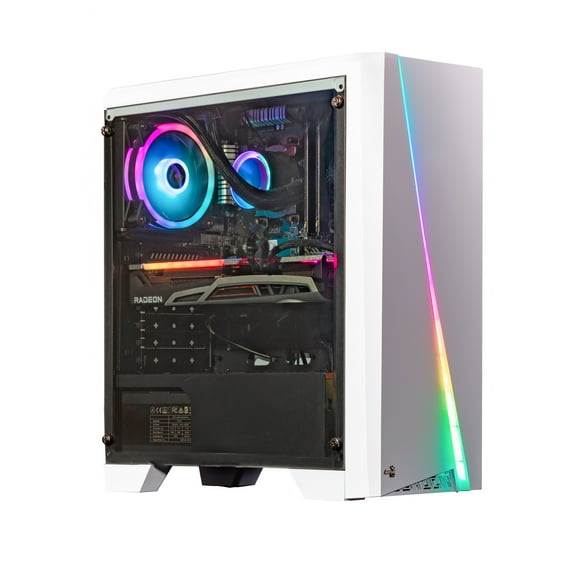 Velztorm Influux Custom Built Gaming Desktop PC White (AMD Ryzen 5 3600 6-Core, 64GB RAM, 4TB SATA SSD, Radeon RX 6900 XT, Wifi, Bluetooth, 4xUSB 3.1, 1xUSB 3.0, 1xHDMI, SD Card, Win 10 Pro)