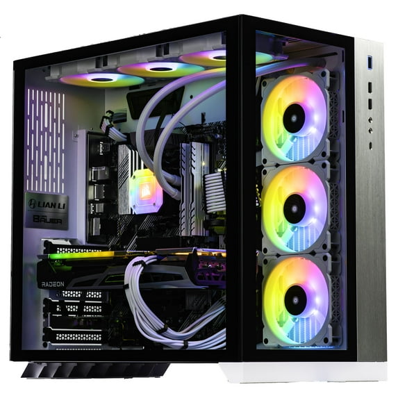 Velztorm Lux Custom Built Gaming Desktop PC White (AMD Ryzen 9 - 5950X 16-Core, 64GB RAM, 8TB PCIe SSD, Radeon RX 6900 XT, Wifi, 4xUSB 3.0, 1xHDMI, 1 Display Port (DP), Win 10 Pro)
