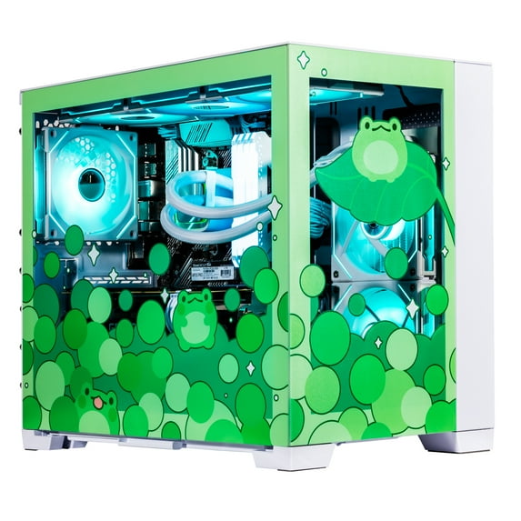Velztorm Minty Frog Custom Built Gaming Desktop PC (AMD Ryzen 7 5700X 8-Core, 64GB RAM, 2TB PCIe SSD + 3TB HDD (3.5), GeForce RTX 3050, Wifi, Bluetooth, HDMI, USB 3.2, Display Port, Green, Win 11 Pro)