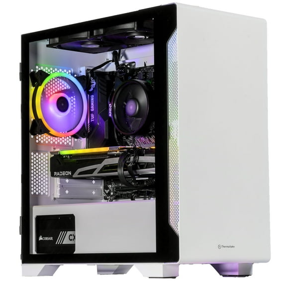 Velztorm Nix Custom Built Gaming Desktop PC Snow White (AMD Ryzen 5 5600X 6-Core, 16GB RAM, 128GB PCIe SSD + 2TB HDD (3.5), Radeon RX 6700 XT, 1xUSB 3.2, 3xUSB 3.0, 1xHDMI, Win 10 Home)