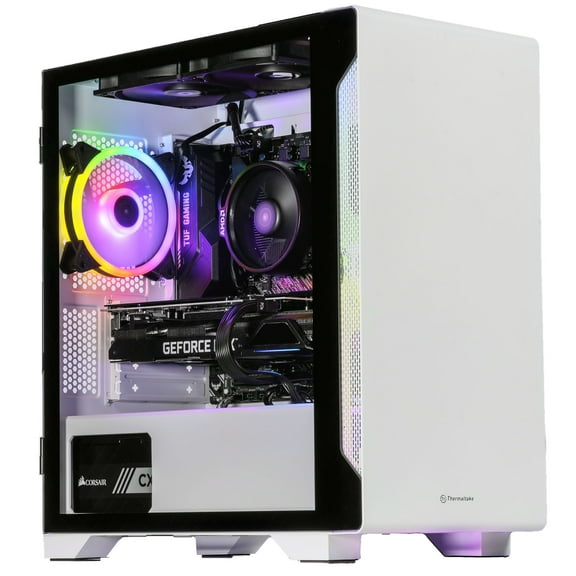 Velztorm Nix Custom Built Gaming Desktop PC Snow White (AMD Ryzen 5 5600X 6-Core, 32GB RAM, 512GB PCIe SSD + 2TB HDD (3.5), NVIDIA GeForce GTX 1050Ti, 1xUSB 3.2, 3xUSB 3.0, 1xHDMI, Win 10 Home)