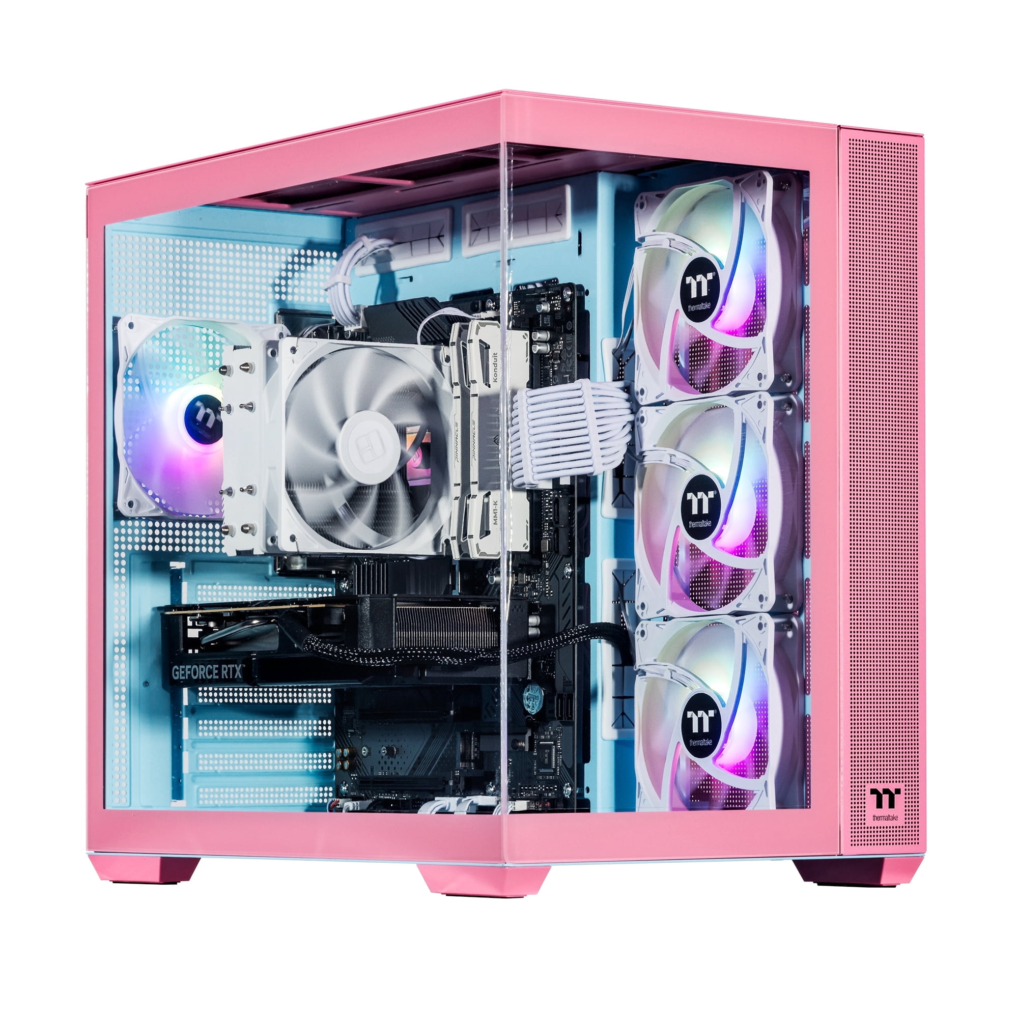 Velztorm Pink Fultix Gaming Desktop PC (AMD Ryzen 5-5500, GeForce RTX 5070, 64GB DDR4, 4TB PCIe SSD, RGB Fans, 750W PSU, WiFi 5, Bluetooth 5.0, RJ-45, 1 Display Port, HDMI, Win 11 Home)