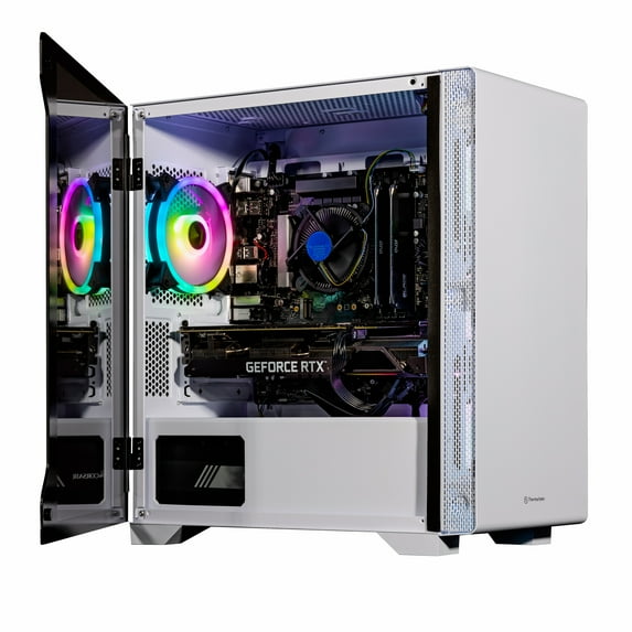 Velztorm Tempix Custom Built Gaming Desktop PC White (Intel i5-10400F 6-Core, 64GB RAM, 512GB m.2 SATA SSD + 3TB HDD (3.5), NVIDIA GeForce RTX 3060, Wifi, Bluetooth, 5xUSB 3.0, 1xHDMI, Win 10 Pro)