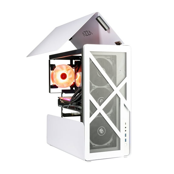 Velztorm White Addux Open-Air Design Custom Gaming Desktop Liquid-Cooled (AMD Ryzen 9-5900X 12-Core, Radeon RX 6700 XT 12GB,64GB DDR4, 2TB PCIe SSD+3TB HDD,360mm AIO,VR Ready,750W PSU,WiFi-N,Win10P