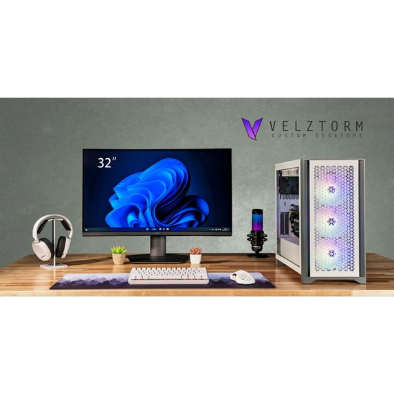 Velztorm White Armix Custom Built Gaming Desktop PC (AMD Ryzen 9 7900X 12-Core, 64GB DDR5 4800MHz RAM, 1TB PCIe SSD + 2TB HDD (3.5), GeForce RTX 4060 Ti, Wifi, Bluetooth, White, Win 11 Home)