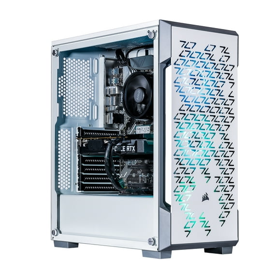 Velztorm White Fultix Custom Built Gaming Desktop PC (AMD Ryzen 5-5500, GeForce RTX 2060, 16GB DDR4, 2TB PCIe SSD, RGB Fans, 750W PSU, WiFi 5, Bluetooth 4.2, RJ-45, HDMI, Win 11 Pro)