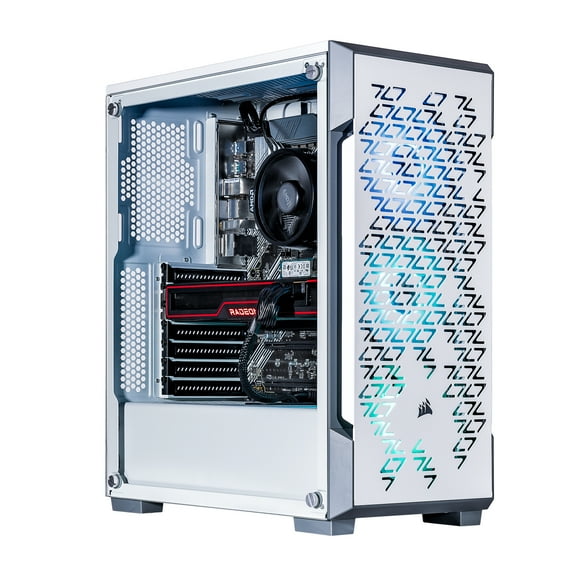 Velztorm White Fultix Custom Built Gaming Desktop PC (AMD Ryzen 5-5500, Radeon RX 6600 XT, 64GB DDR4, 4TB PCIe SSD + 6TB HDD, RGB Fans, 750W PSU, WiFi 5, Bluetooth 4.2, RJ-45, HDMI, Win 11 Home)