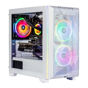 Velztorm White Mini Pilum Gaming Desktop PC (AMD Ryzen 7 5700X 3.40GHz, GeForce RTX 3060 12GB, 16GB DDR4, 512GB PCIe NVMe SSD + 1TB HDD (3.5), 120mm AIO, 750W PSU, AC WiFi, Win 11 Pro) VELZ0093