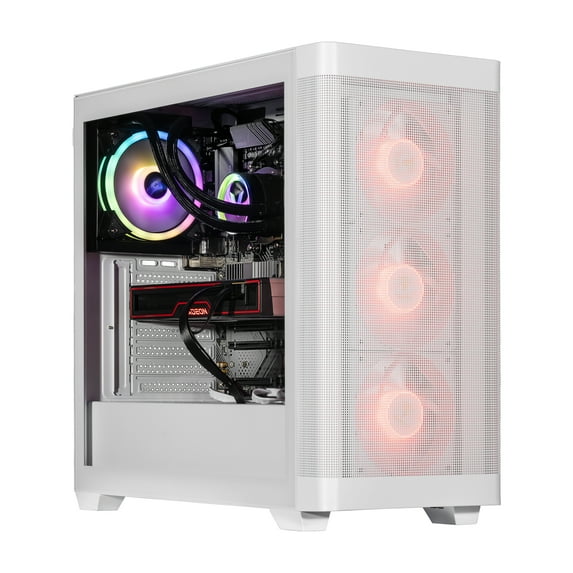 Velztorm White Pilum Custom Built Gaming Desktop PC (AMD Ryzen 7 5700X 8-Core, Radeon RX 6700 XT, 128GB RAM, 2TB PCIe SSD, Wifi, USB 3.2, HDMI, Bluetooth, Display Port, Win 10 Pro)