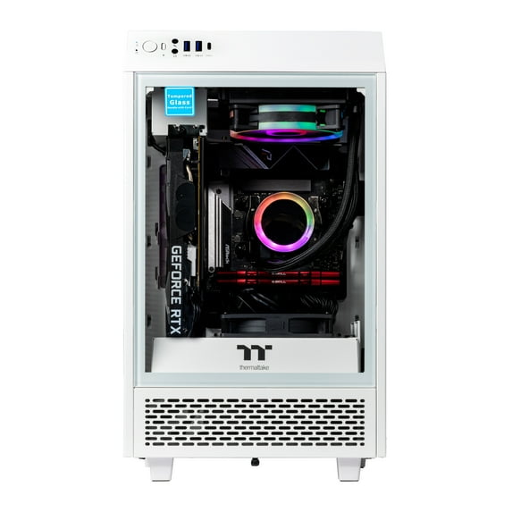 Velztorm White Vertix Gaming Custom Desktop (AMD Ryzen 9 5900X 12-Core, GeForce GTX 1050 Ti, 16GB RAM, 2TB PCIe SSD + 1TB HDD, Wifi, USB 3.2, HDMI, Bluetooth, Display Port, Win 10 Home)