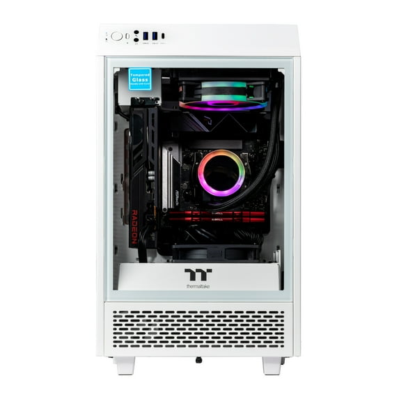 Velztorm White Vertix Gaming Custom Desktop (AMD Ryzen 9 5900X 12-Core, Radeon RX 6600 XT, 16GB RAM, 1TB HDD, Wifi, USB 3.2, HDMI, Bluetooth, Display Port, Win 10 Pro)