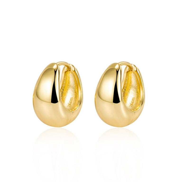 Vemhel 14K Gold Plated Post Ultra Thick Huggie Earring Women's