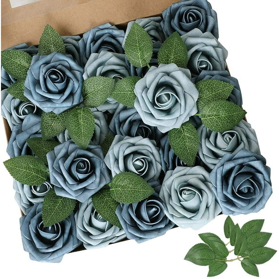 Artificial Flower Dark Red Rose 25pcs Real Looking Fake Roses w/Stem for DIY Wedding Bouquets Centerpieces Arrangements Party Baby Shower Home Decorations