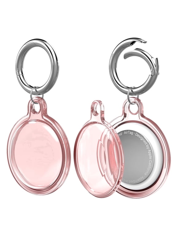 1 Pack For Apple AirTag Keychain Holder and Keyring, AirTag Keychain Holder Waterproof AirTag Case for Dog Cat Pets Collar Backpack Kids Elderly, Pink