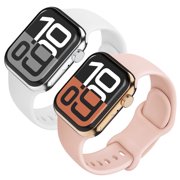 Vena 2 Pack For Apple Watch Band Series 10 42mm, Apple Watch Band Series 11 41mm Band Series 9/8/7, Silicone Sport Strap For iWatch 40mm, White+Pink