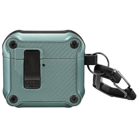 Vena for AirPods 4 Case, Dual Layer Shockproof Protector Cover with Auto Open Lock for Apple AirPods 4th Gen, Supports Wireless Charging, Green Carbon Fiber Pattern