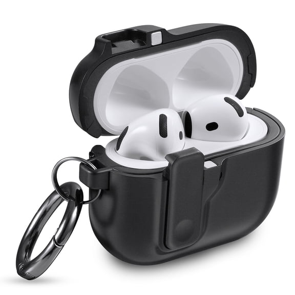Vena Dual Layer Case for AirPods 4 Case with Lock, Protective Cover Compatible with Apple AirPods 4th Generation, Supports Wireless Charging, Black