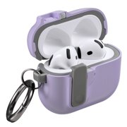 Vena for AirPods 4 & 5 Case with Lock Clip, for AirPods 5th/4th Gen Women, PC TPU Hard Shell Protective Cover with Carabiner, Supports Wireless Charging, Purple