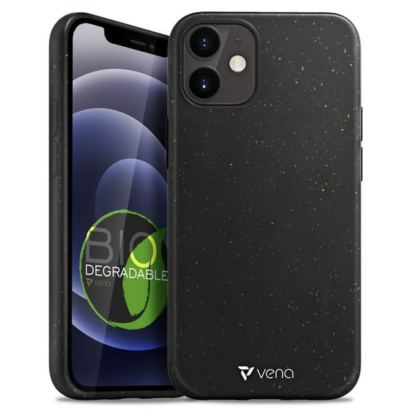 Vena ECO Biodegradable Case Compatible with Apple iPhone 12 Mini (5.4"-inch), (Biodegradable TPU, Drop Proof) Eco-Friendly Slim Protective Case Cover - Black