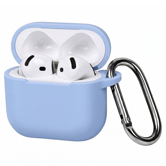 Vena for AirPods 5/ AirPods 4 Case, Shock Absorbing Protective Silicone Cover Compatible with AirPods 5th/4th Gen, Durable with Carabiner, Supports Wireless Charging, Sky Blue