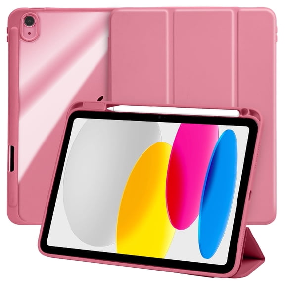 Vena For Apple iPad A16 Case Clear, iPad 10th Generation Case Trifold Stand, iPad 11th Generation Case, Slim Stand Protective Cover, Pink