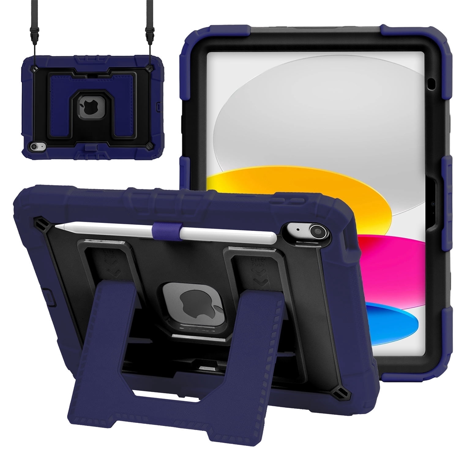 Vena For Apple iPad A16 Case For Kids (10.9"), iPad 10th Generation Case With Kickstand, iPad 11th Generation Case Pencil Holder, Blue