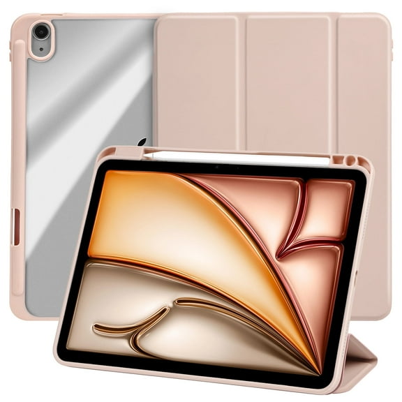 Vena For Apple iPad Air 11 Inch Case Clear, iPad Air M3 Case 2025, Slim Trifold Stand, iPad Air 5th Generation Case Cover, Pink