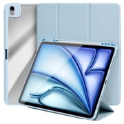 Vena Case for iPad Air 13 inch M4/M3/M2 2026/2025/2024, Slim Trifold Stand Cover with Pencil Holder, Clear Transparent Protective Back Shell, Auto Wake/Sleep, Pastel Blue